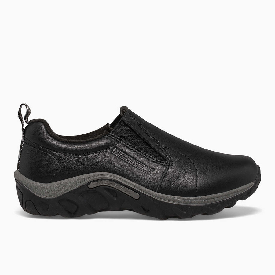 big kid - jungle moc leather - slip ons black