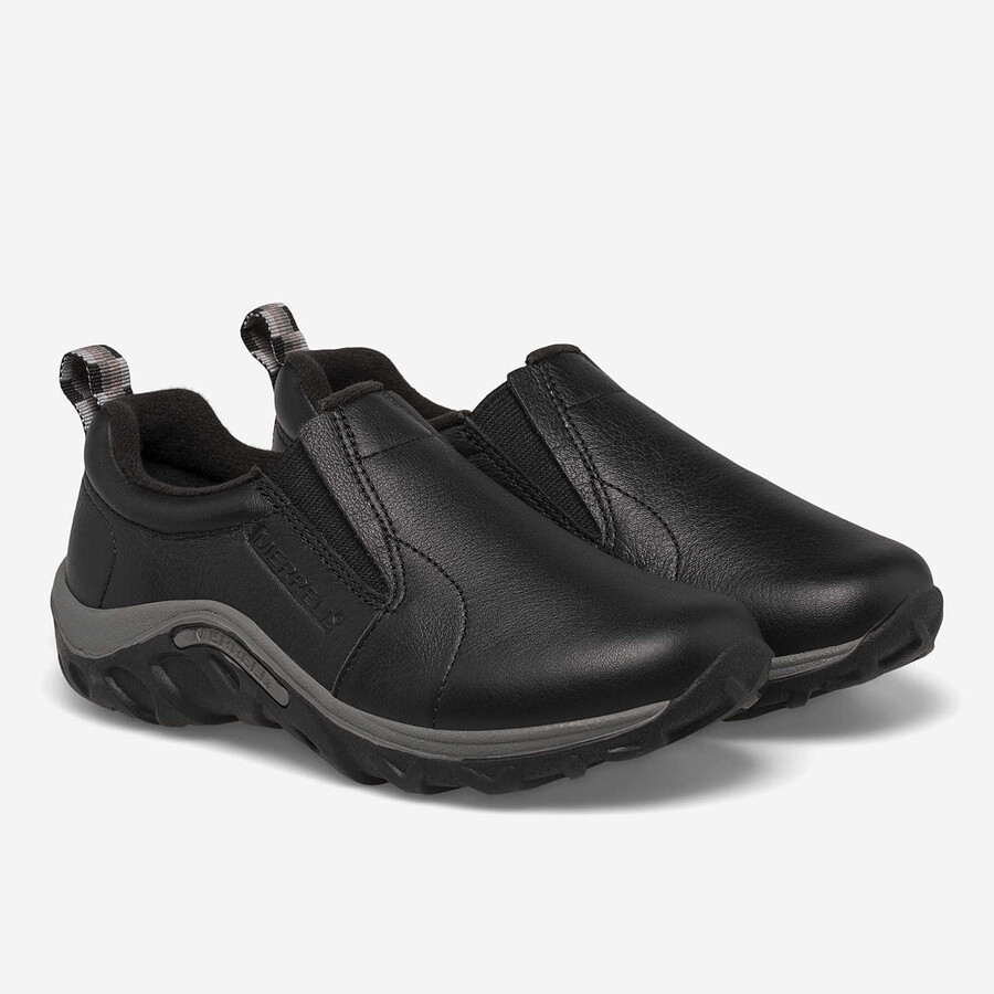 big kid - jungle moc leather - slip ons black