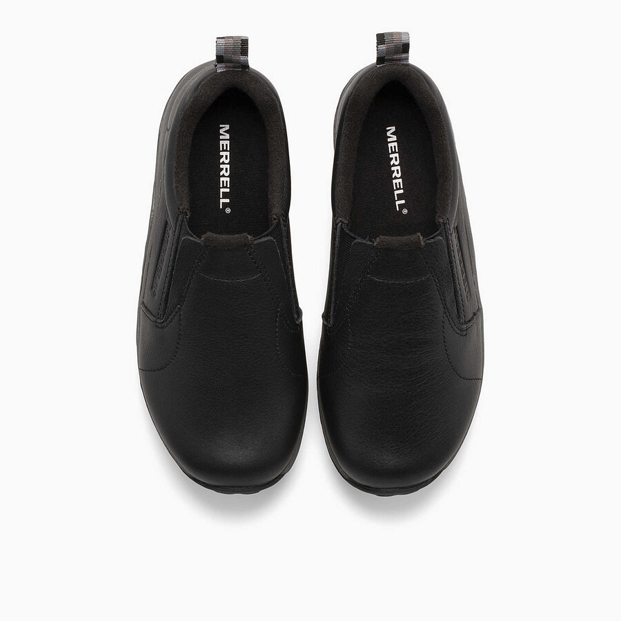 big kid - jungle moc leather - slip ons black