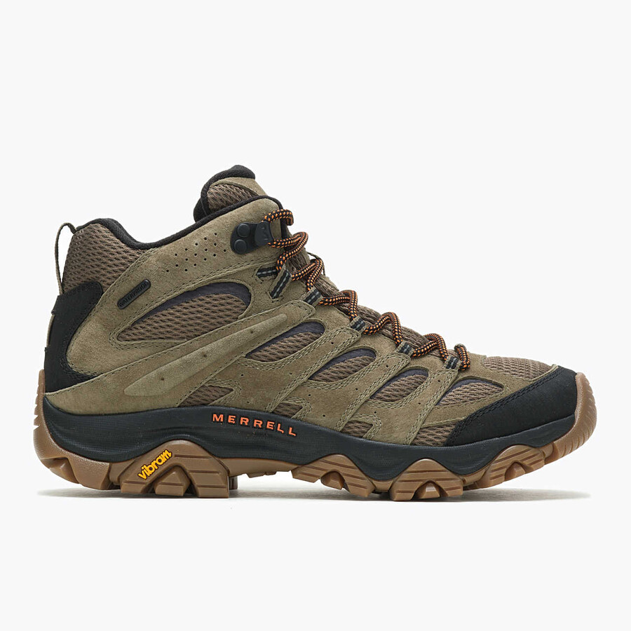 męskie wodoodporne buty trekkingowe moab 3 mid w kolorze oliwkowo-gumowym