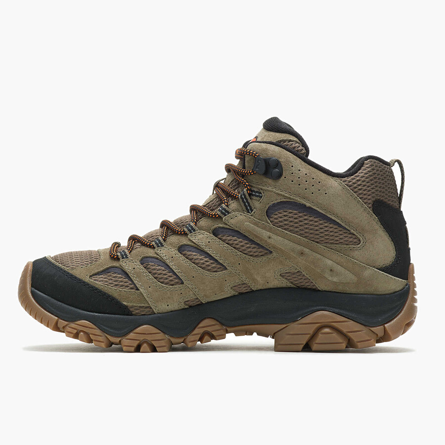męskie wodoodporne buty trekkingowe moab 3 mid w kolorze oliwkowo-gumowym