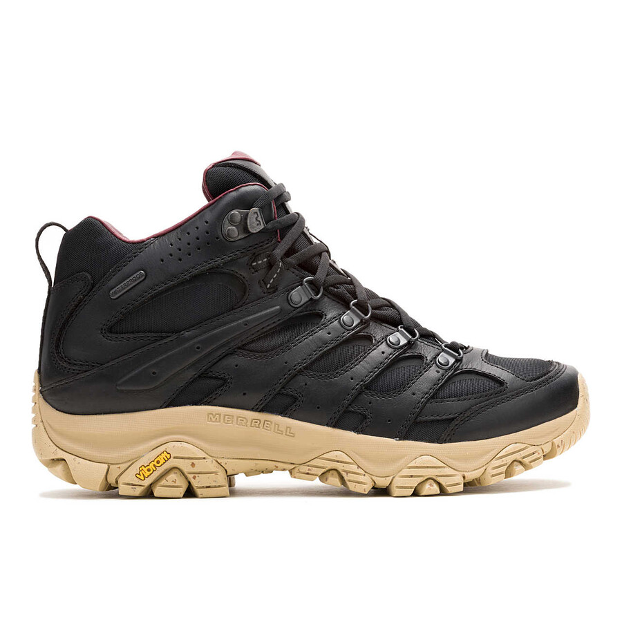 męskie - moab 3 luxe leather mid waterproof - buty czarnebrązowe