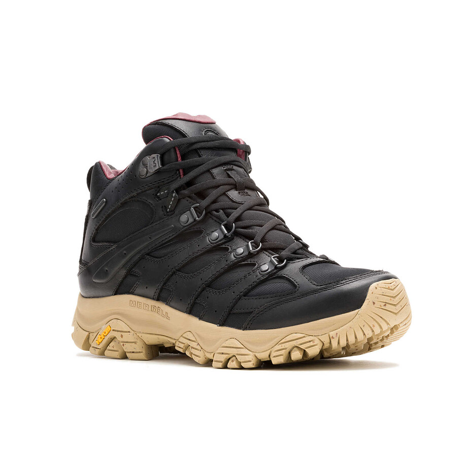 męskie - moab 3 luxe leather mid waterproof - buty czarnebrązowe