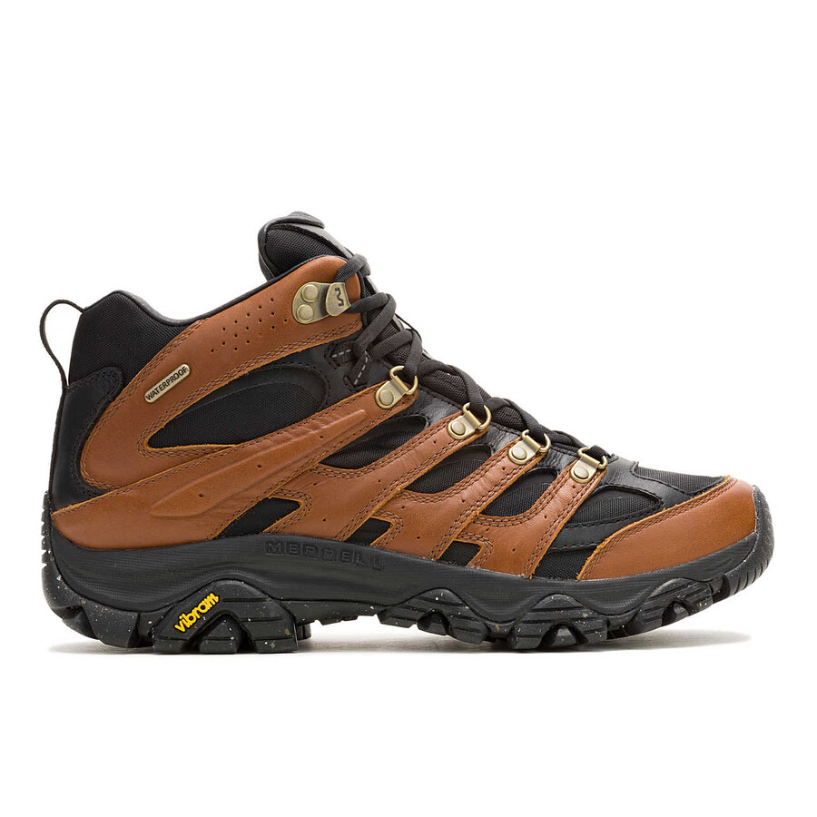 męskie - moab 3 luxe leather mid waterproof - buty czarnebrązowe