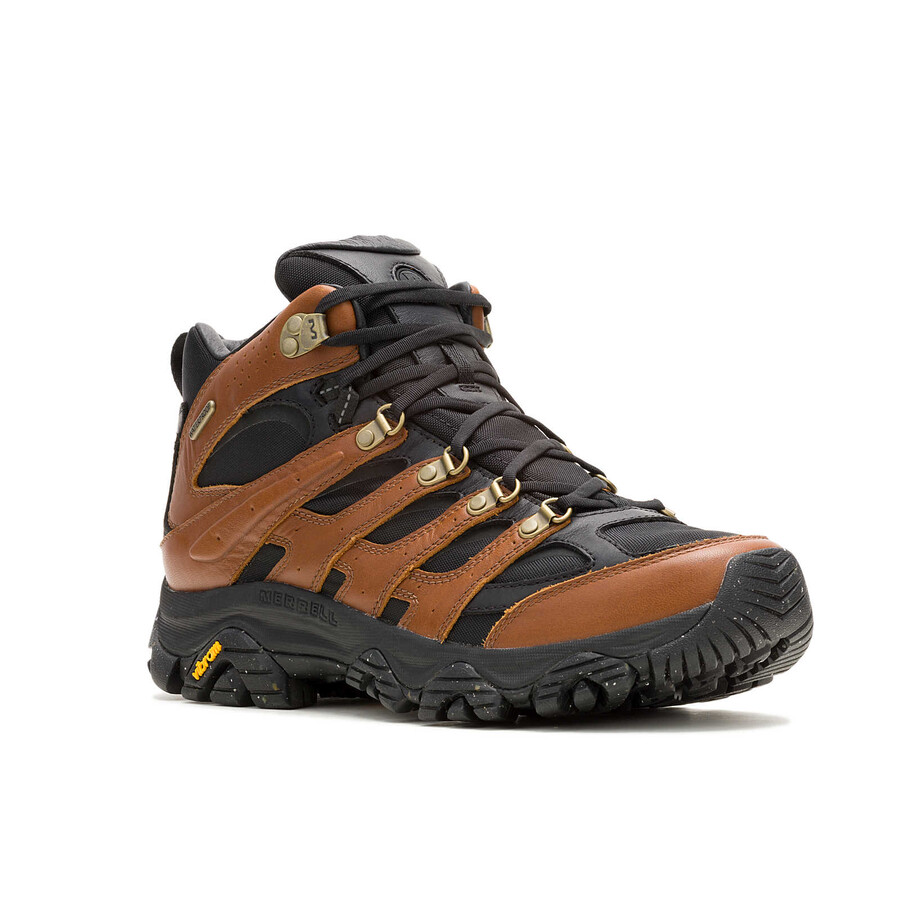 męskie - moab 3 luxe leather mid waterproof - buty czarnebrązowe