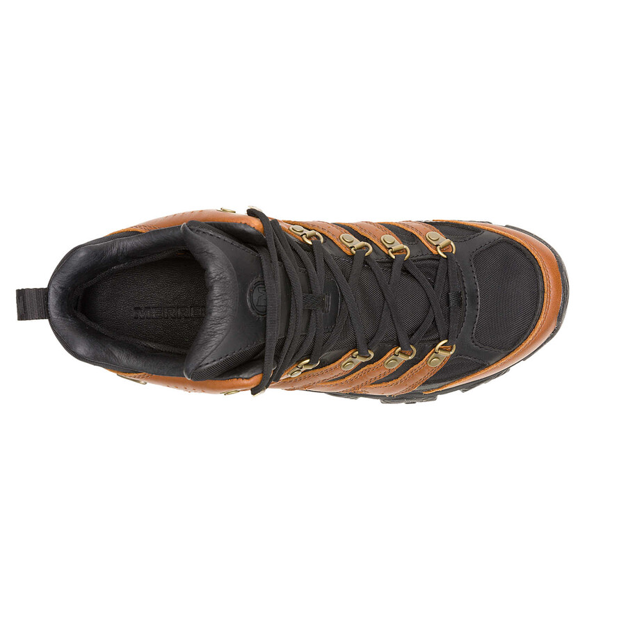 męskie - moab 3 luxe leather mid waterproof - buty czarnebrązowe