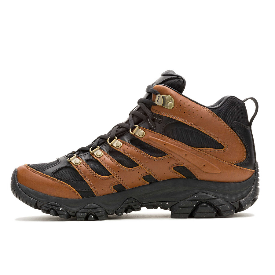 męskie - moab 3 luxe leather mid waterproof - buty czarnebrązowe