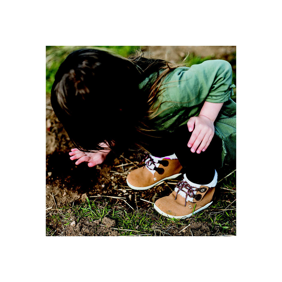 little kid - buty bare steps cocoa jr. - kasztanowe zamszowe