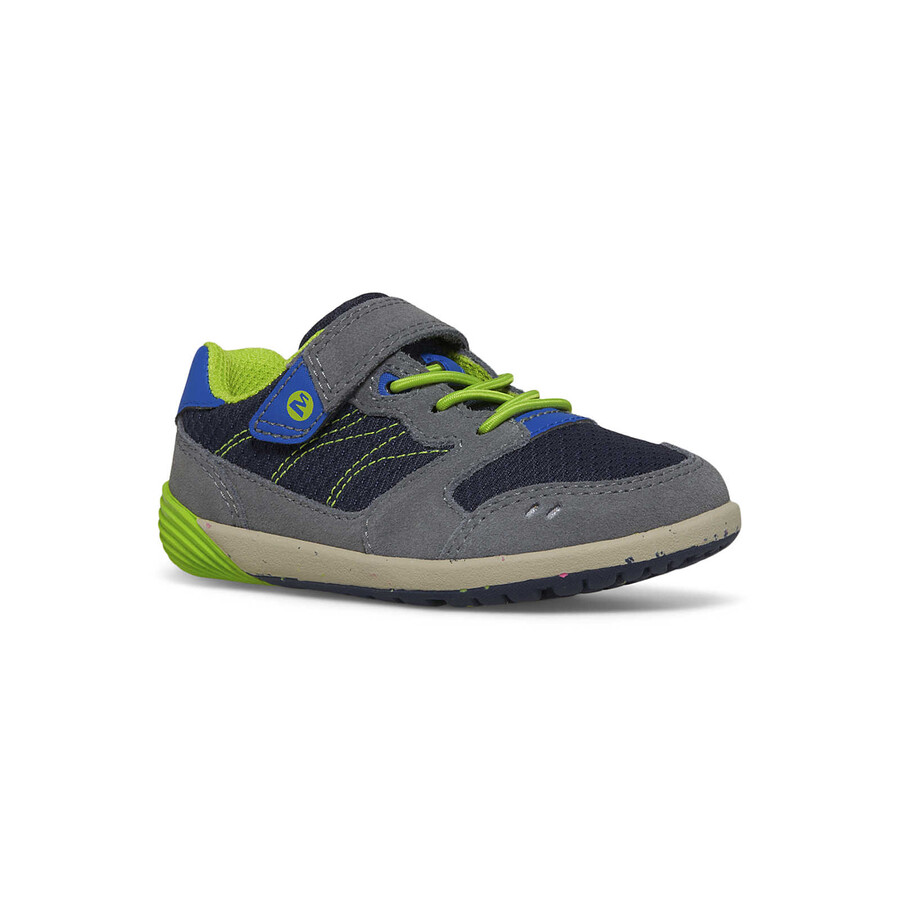 małe dziecko - buty sportowe bare steps a83 - buty lk granatowo-zielone