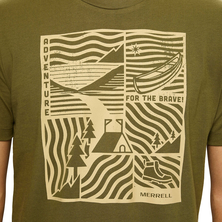 koszulka z grafiką adventure – krótki rękaw oliwkowa