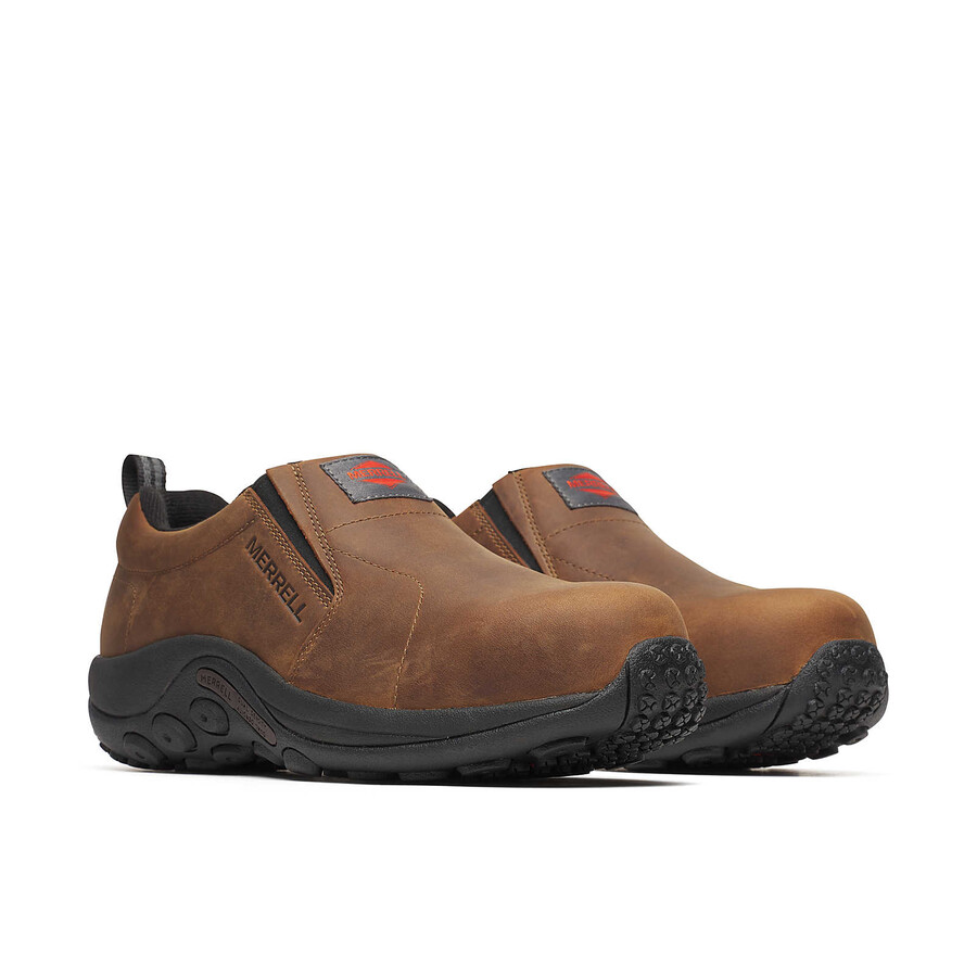 męskie - jungle moc leather hi-vis carbon fiber low wide width - slip ons brown