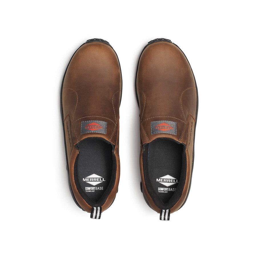 męskie - jungle moc leather hi-vis carbon fiber low wide width - slip ons brown