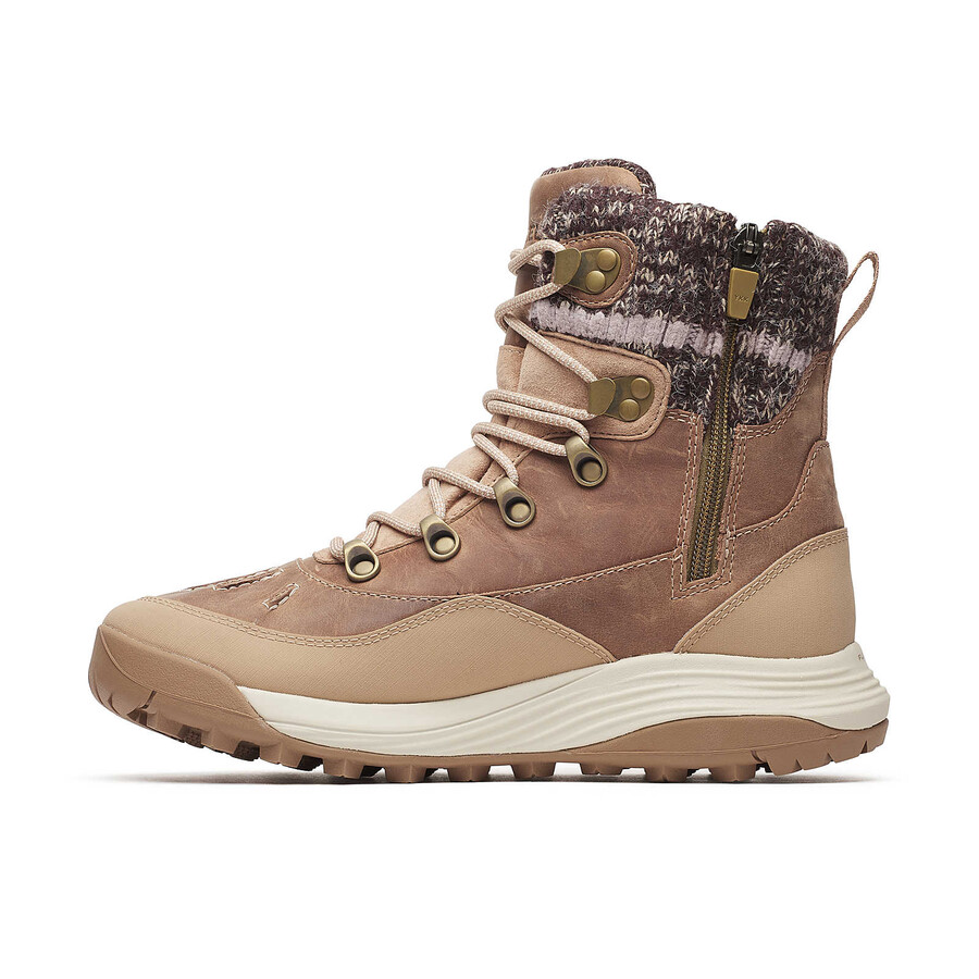 damskie zimowe buty trekkingowe siren 4 thermo mid zip wodoodporne w kolorze orzechowym