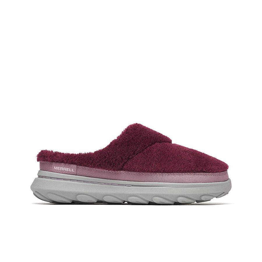 damskie półbuty hut moc 2 slide cozy casual slip ons dark cherry