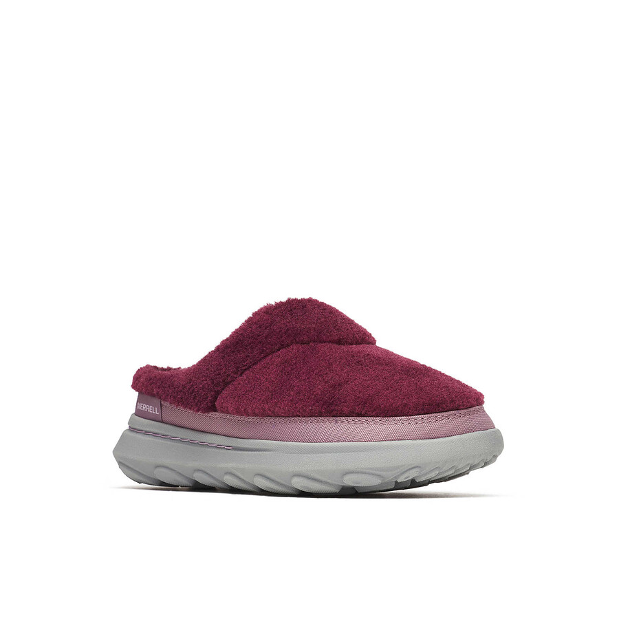 damskie półbuty hut moc 2 slide cozy casual slip ons dark cherry