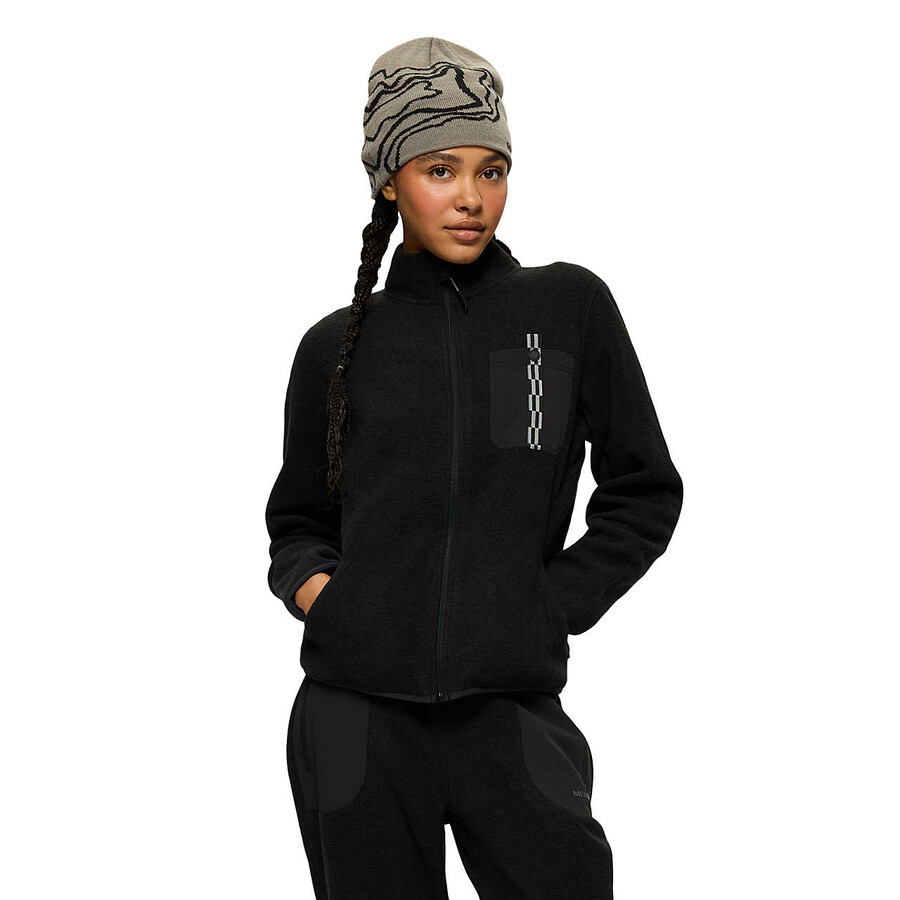 kobiety - bluza jungle fleece z zamkiem błyskawicznym - bluza z zamkiem błyskawicznym bez kaptura czarna