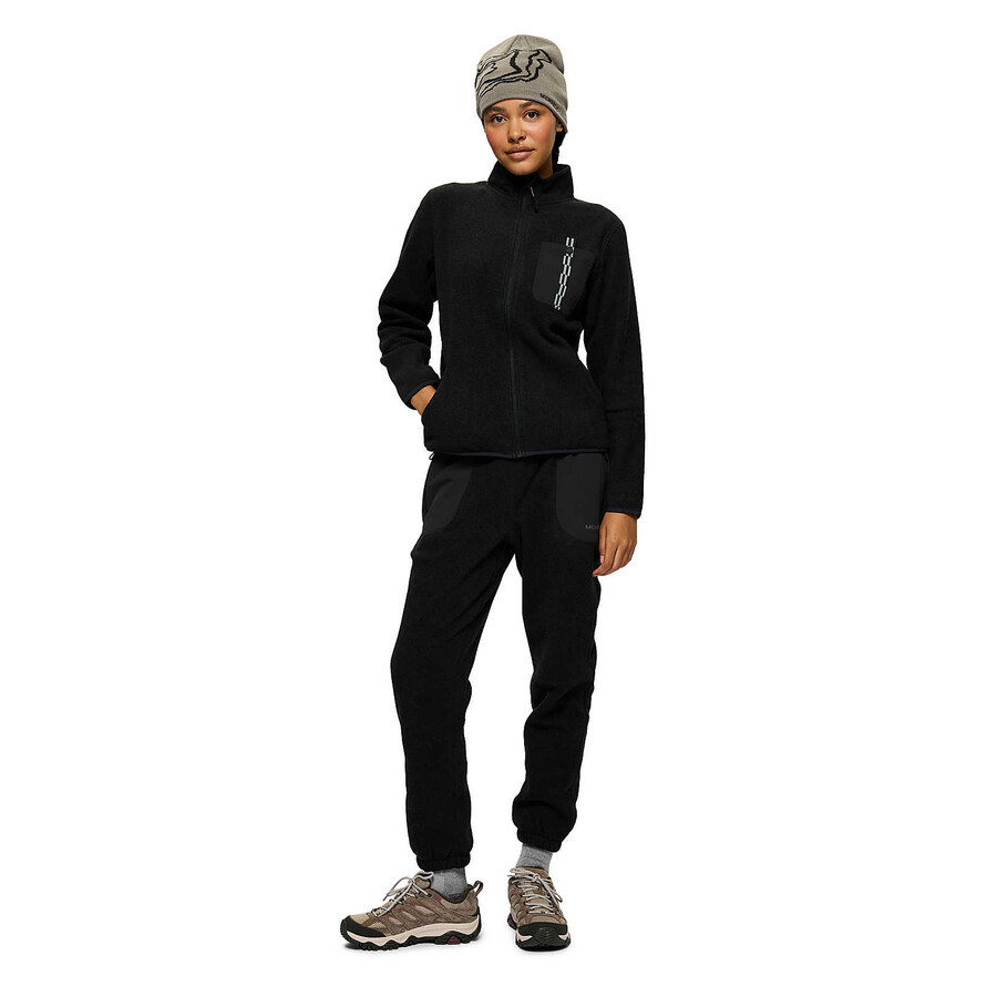 kobiety - bluza jungle fleece z zamkiem błyskawicznym - bluza z zamkiem błyskawicznym bez kaptura czarna