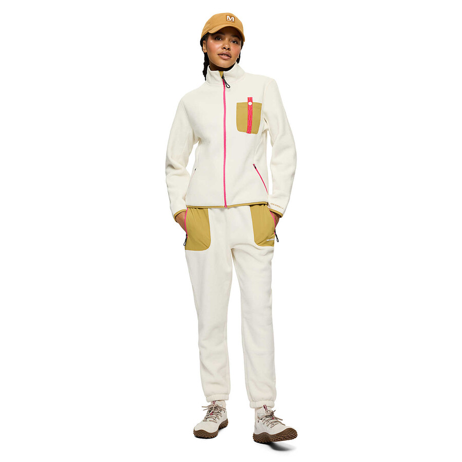 kobiety - bluza jungle fleece z zamkiem błyskawicznym - bluza z zamkiem błyskawicznym bez kaptura chalkdesert