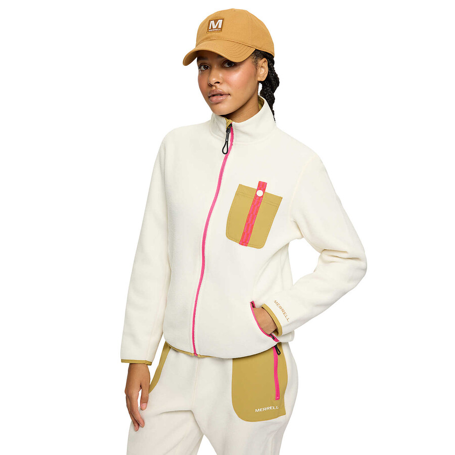 kobiety - bluza jungle fleece z zamkiem błyskawicznym - bluza z zamkiem błyskawicznym bez kaptura chalkdesert